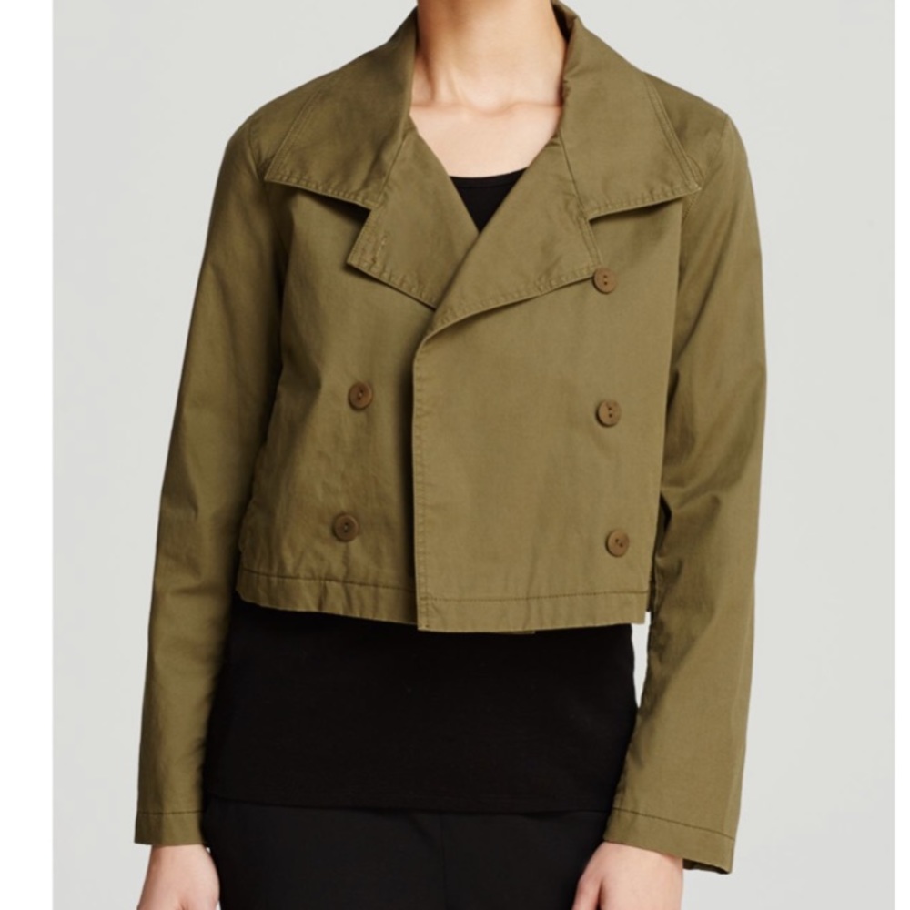 Eileen Fisher Green Cropped Dbl Breast Jacket